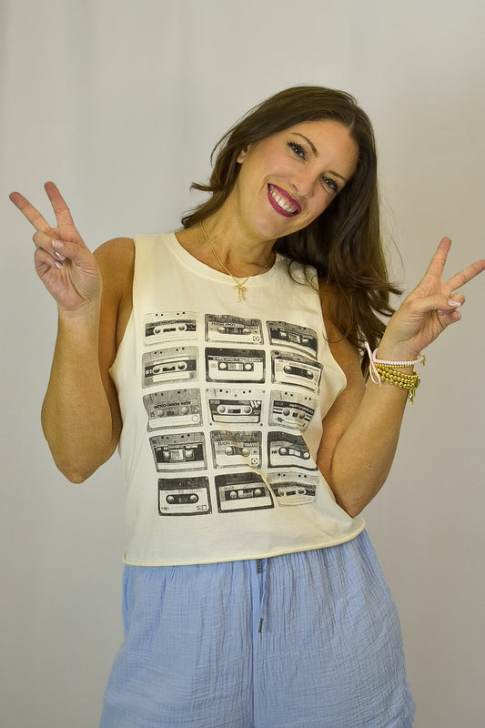 Retro Cassette Tape Muscle Tshirt Tee